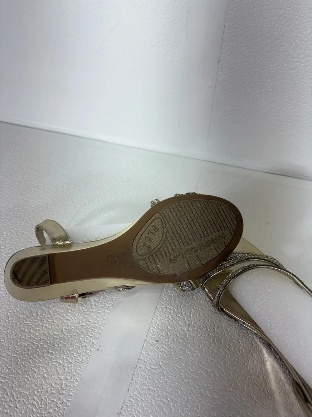 MARELLA Metallic Gold Rhinestone Strappy Sandals s277